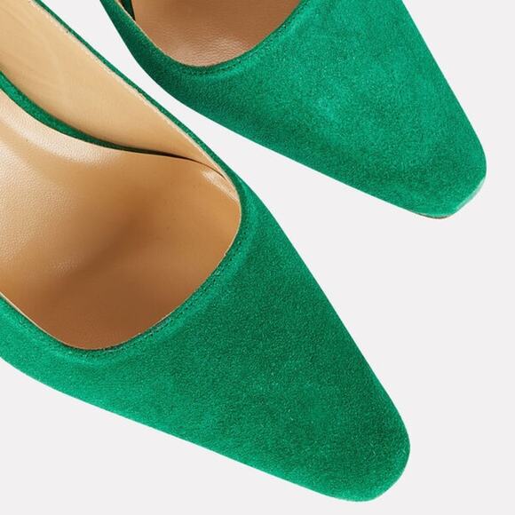BY FAR Diana Suede Slingback Pumps Size 8 Kelly Green - Picture 2 of 11